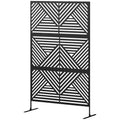 Decorative Privacy Fence Screen, Metal Outdoor Privacy Screen Climbing Plant Trellis with Stand, Rhombus Black