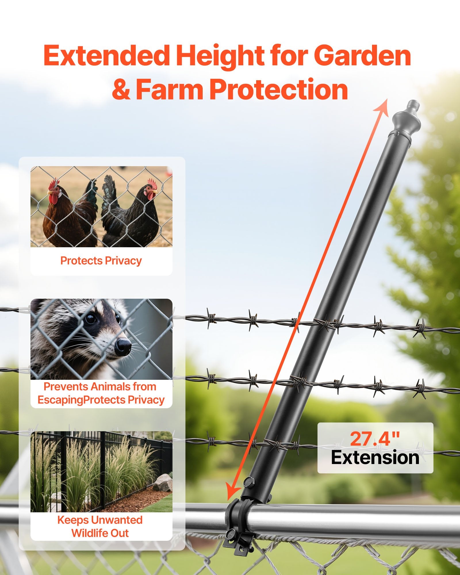 9 Pack 27.4 In Galvanized Steel Chain Link Fence Extender For 1.3'-1.5' Top Rail