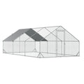 PawHut Large Chicken Coop Metal Chicken Run With Waterproof And Anti-UV Cover, Spire Shaped Walk In Fence Cage Hen House For Outdoor And Yard Farm Use, 1 Tube Diameter, 9.8 X 19.7'X 6.6