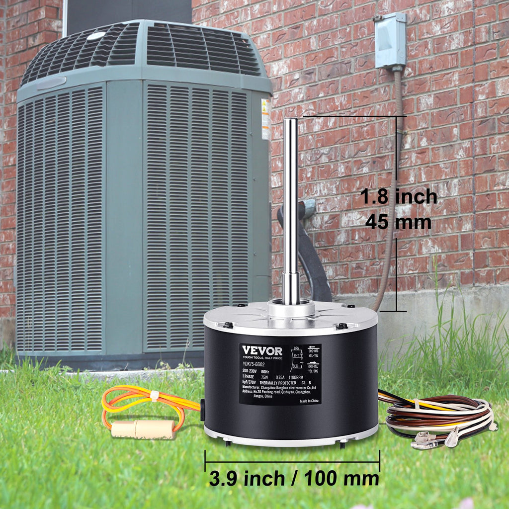 Condenser Fan Motor 5KCP39BGS069S, 5KCP39BGY915S,1100RPM, OEM Standard Upgraded Replacement Condenser Motor Reversible Rotating, Explosion-proof CBB65