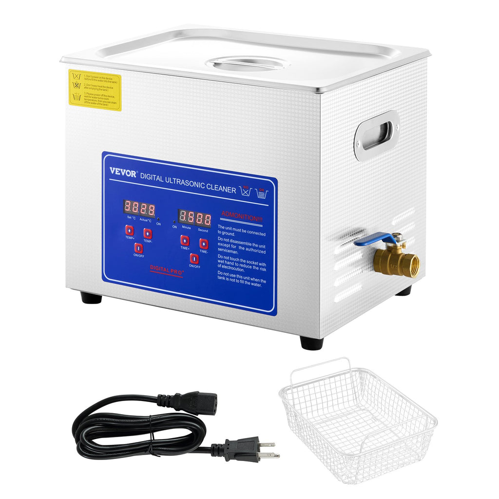 Professional Ultrasonic Cleaner, 10L Ultrasonic Jewelry Cleaner With Digital Timer & Heater, Stainless Steel Industrial SonicCleaner 40kHz For Glasses, Watches, Rings, Small Parts