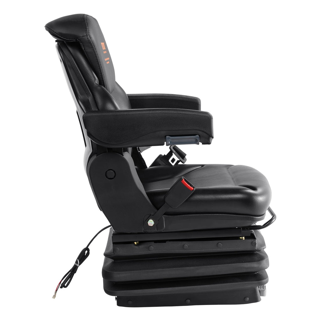 Universal Tractor Seat Suspension, Fold Down Forklift Seat With Adjustable Angle Back, Micro Switch, Seatbelt And Armrests, 3-level Shock Absorption Tractor Seat For Tractor Loader Excavator