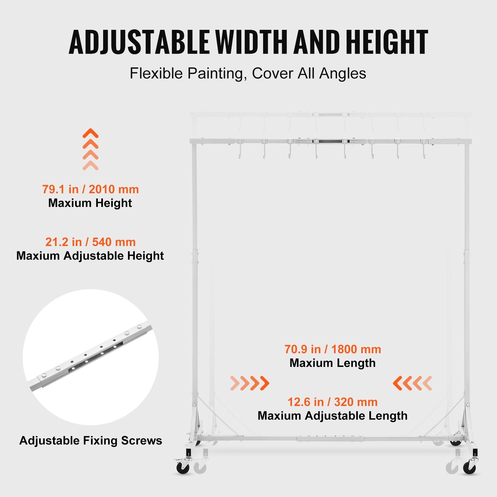 Newly Upgraded  Painting Rack Adjustable Paint Hanger 8 Hooks Auto Body Painting Stand