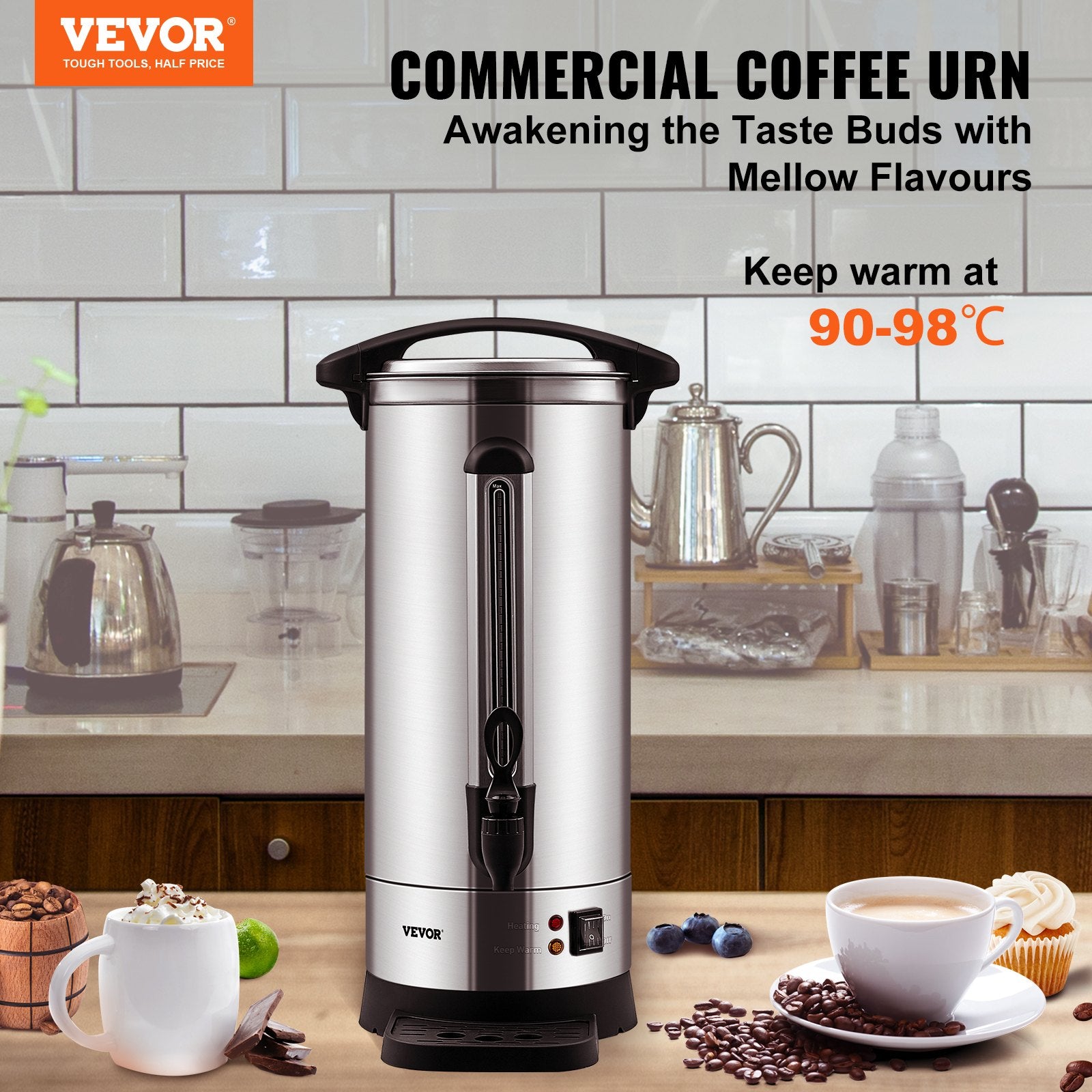 Commercial Coffee Urn 110 Cup Stainless Steel Coffee Dispenser Fast Brew