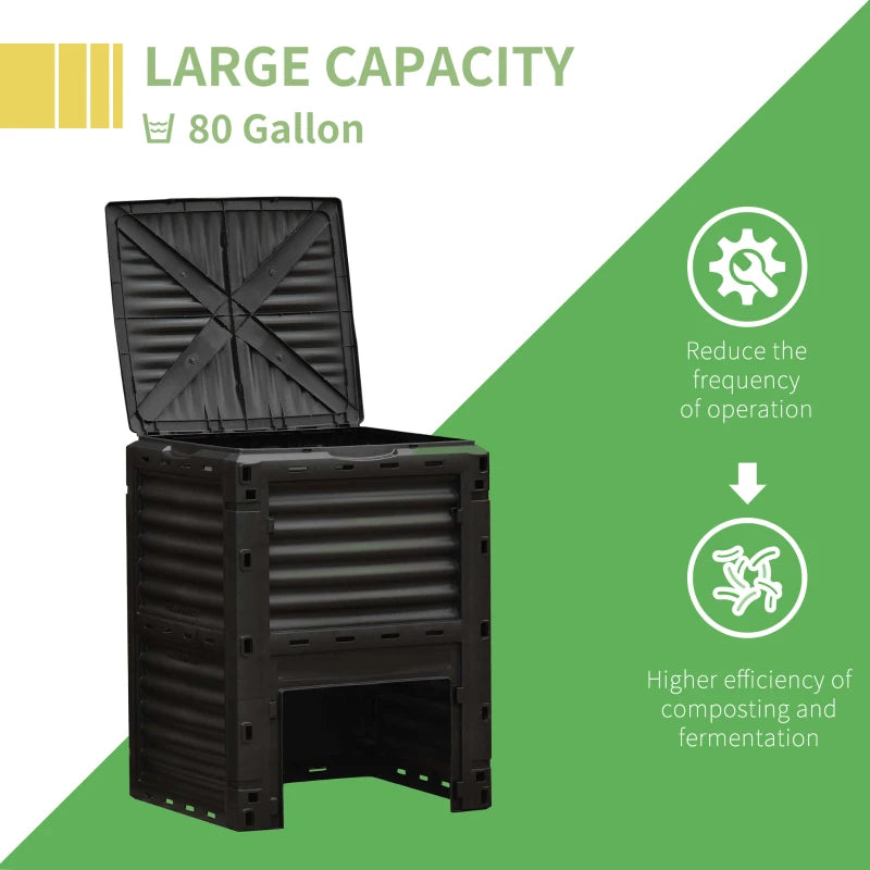 Garden Compost Bin 80 Gallon Outdoor Large Capacity Composter Fast Create Fertile Soil Aerating Box, Easy Assembly, Yellow