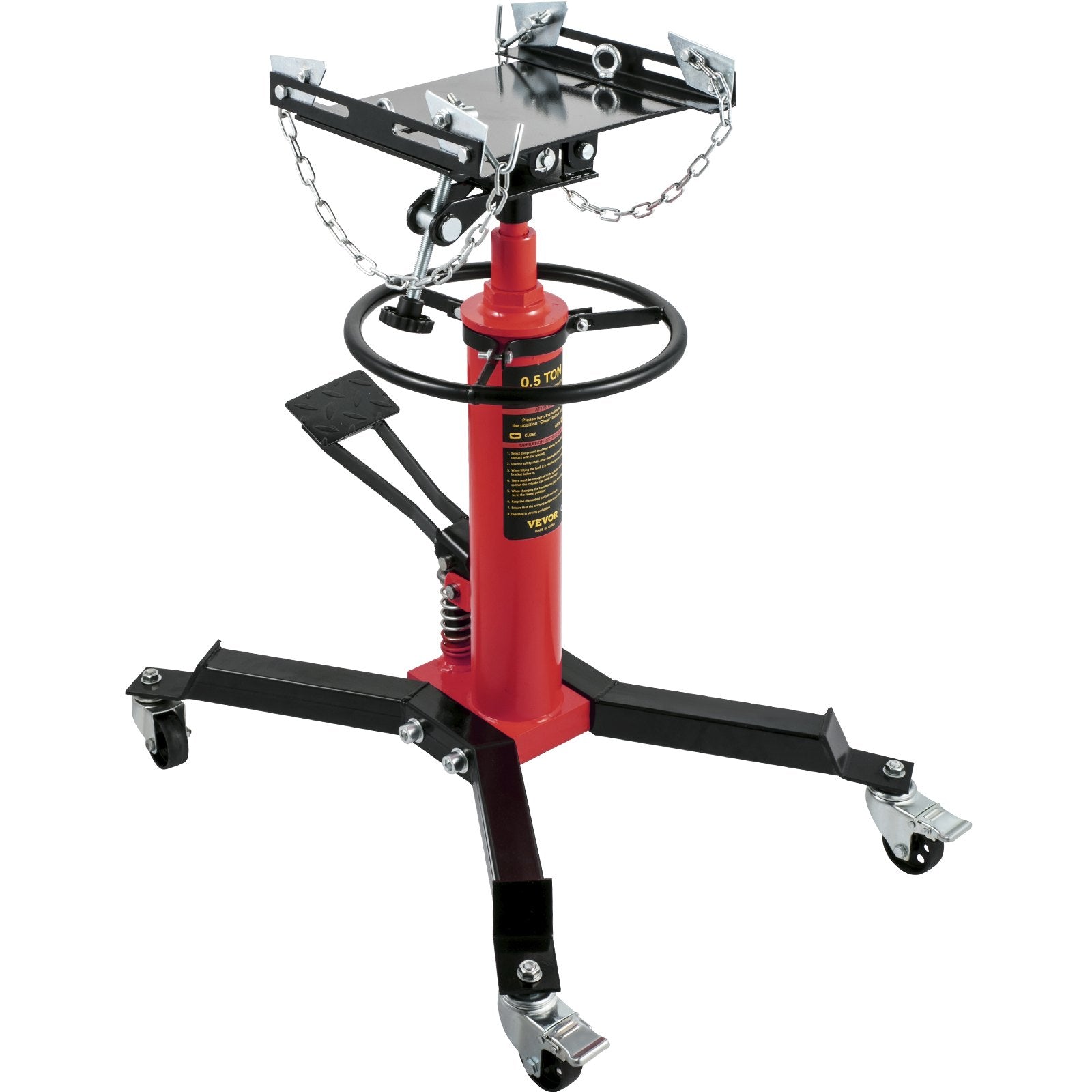 Transmission Jack, Capacity Hydraulic Telescopic Transmission Jack, 2-Stage Floor Jack Stand With Foot Pedal,  Swivel Wheel, Garage