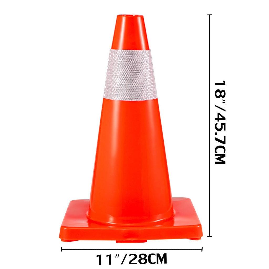 20Pack 18Traffic Cones, Safety Road Parking Cones PVC Base, Orange Traffic Cone With Reflective Collars, Hazard Construction Cones For Home Traffic Parking