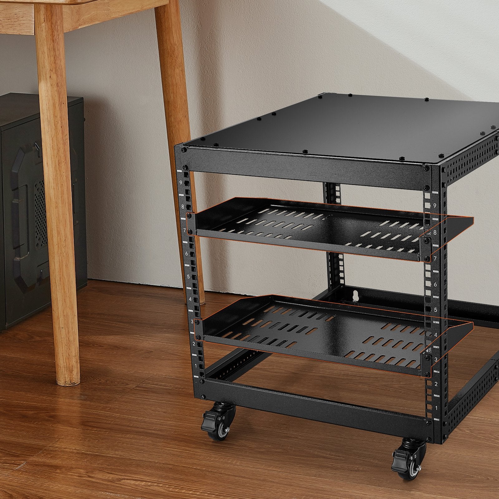 2PCS 1U Server Rack Shelf Depth Vented Rack Mount Shelf Tray
