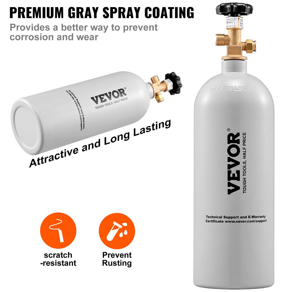 5 Lbs CO2 Tank Aluminum Gas Cylinder, Brand New CO2 Cylinder With Gray Spray Coating, CO2 Tank With CGA320 Valve, For Draft Soda Beer