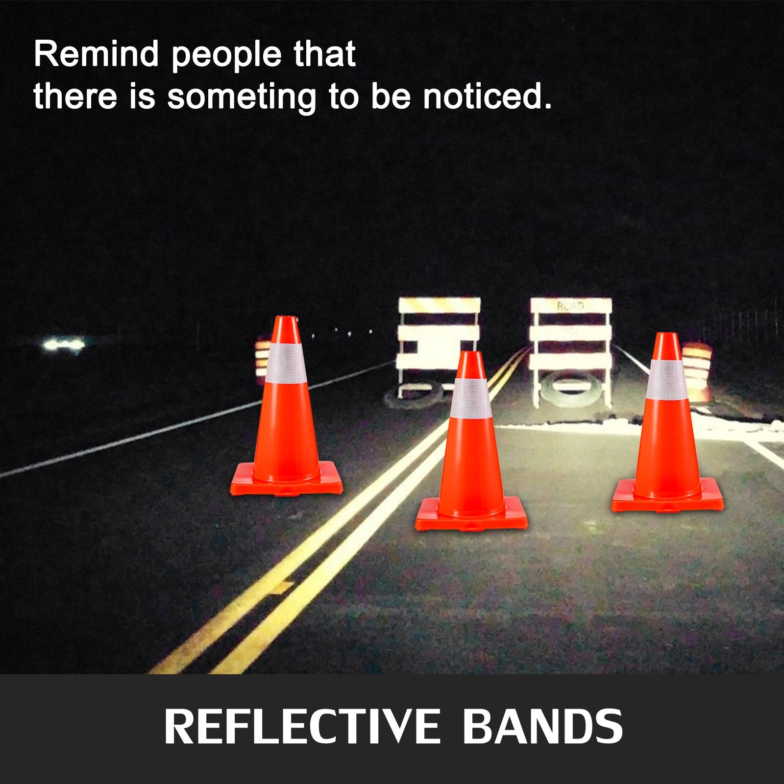 20Pack 18Traffic Cones, Safety Road Parking Cones PVC Base, Orange Traffic Cone With Reflective Collars, Hazard Construction Cones For Home Traffic Parking
