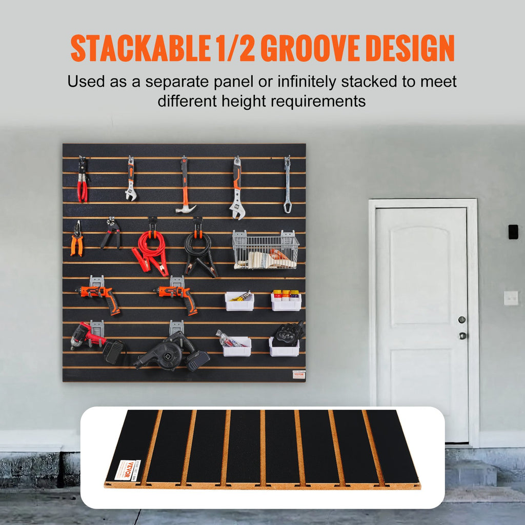 Slatwall Panels, 4 Ft X 2 Ft Black Garage Wall Panels , Heavy Duty Garage Wall Organizer Panels Display For Retail Store, Garage Wall, And Craft Storage Organization