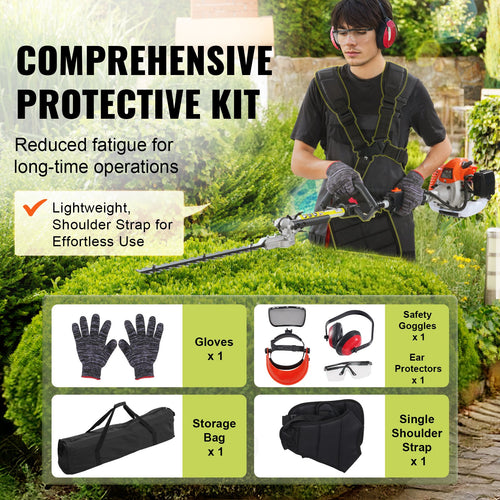 15.7-inch 26CC 2 Cycle Gas Hedge Trimmer, Gas Powered Pole Hedge Trimmer With Dual Sided Dual Action Blade, 270° Adjustable Trimmer Head, Suitable For Trimming Shrubs, Bushes