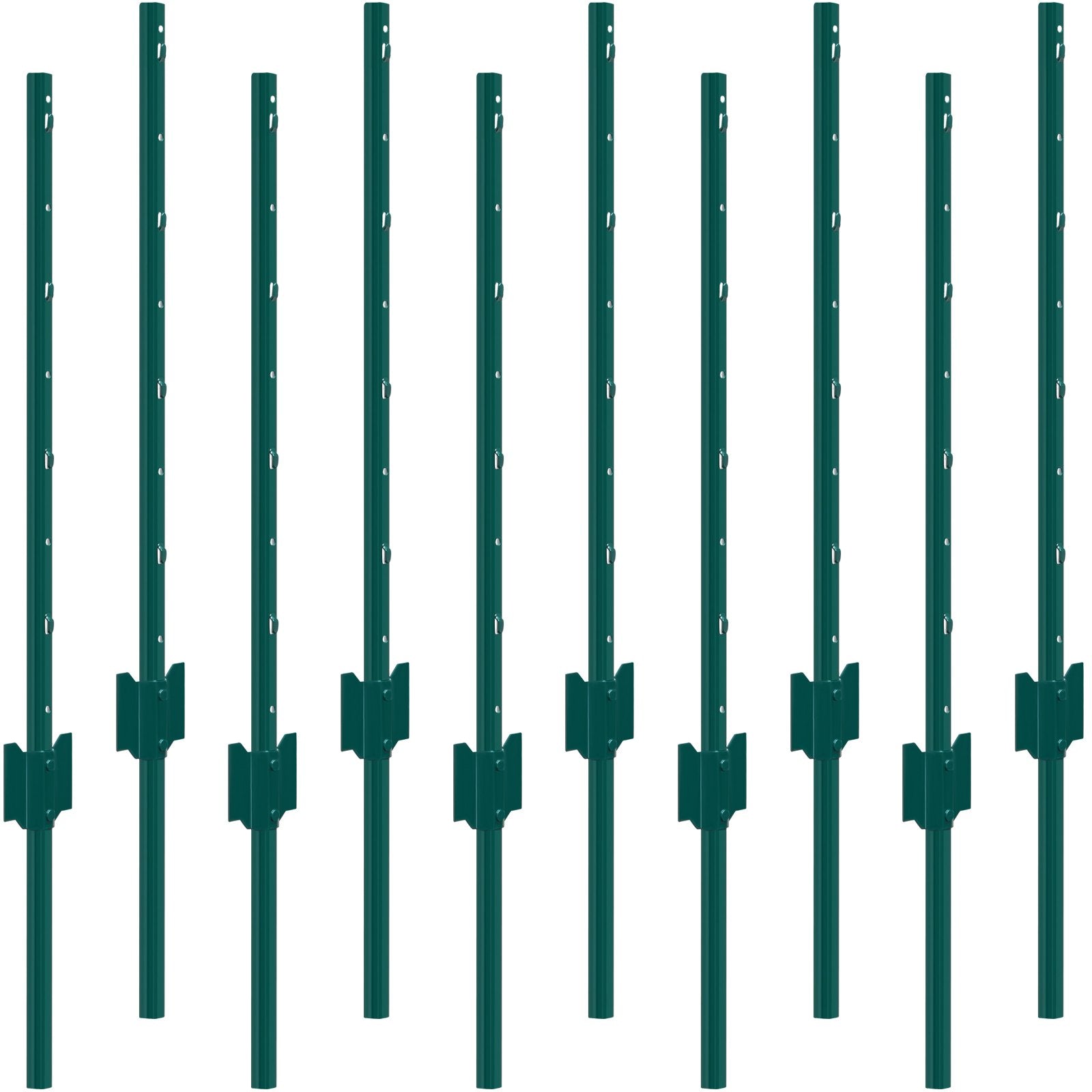 3 Feet Fence Post 10 Pack T-Post Heavy Duty Metal Fence Posts Green