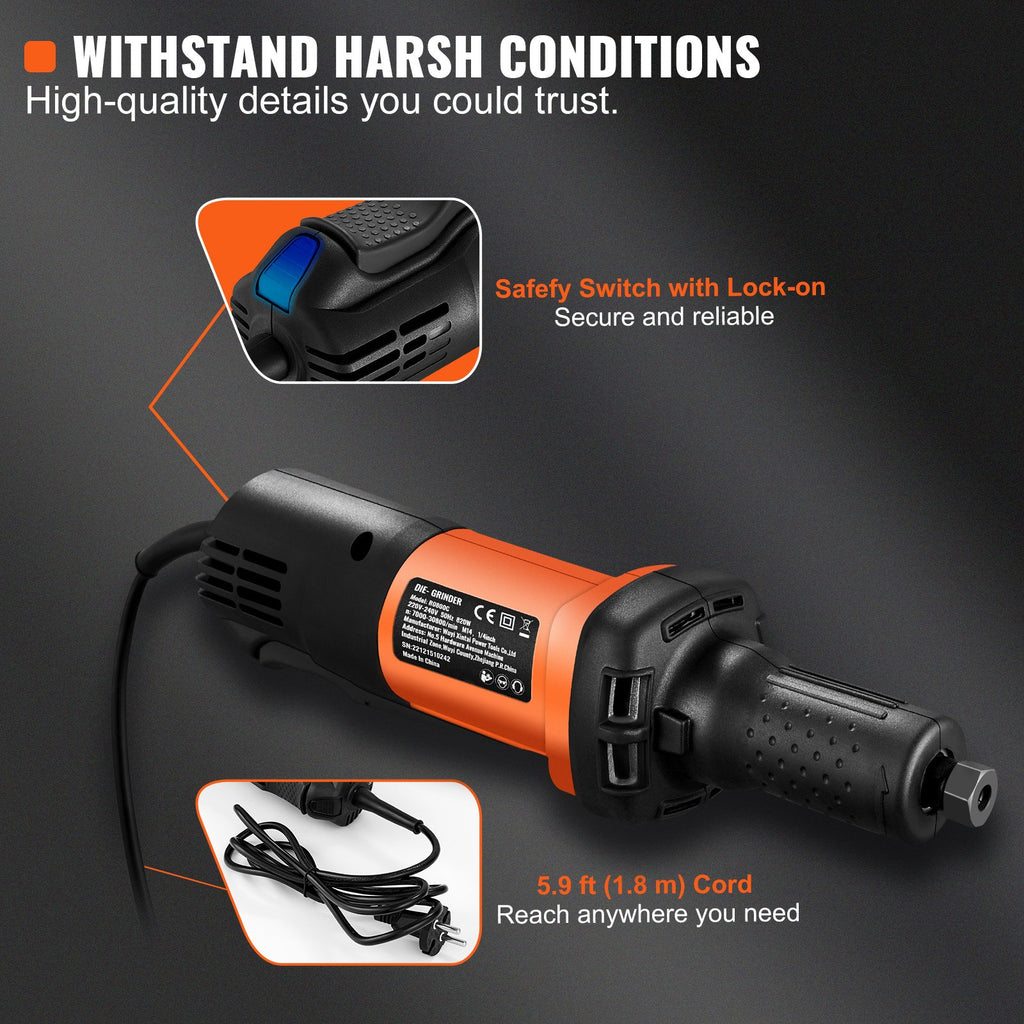 Die Grinder, Collet Variable Speed10000-28000RPM, Heavy Duty Electric, Ergonomic Grip For Rust Removal, Grinding, Cutting, Polishing, Welding Repair, Deburring,