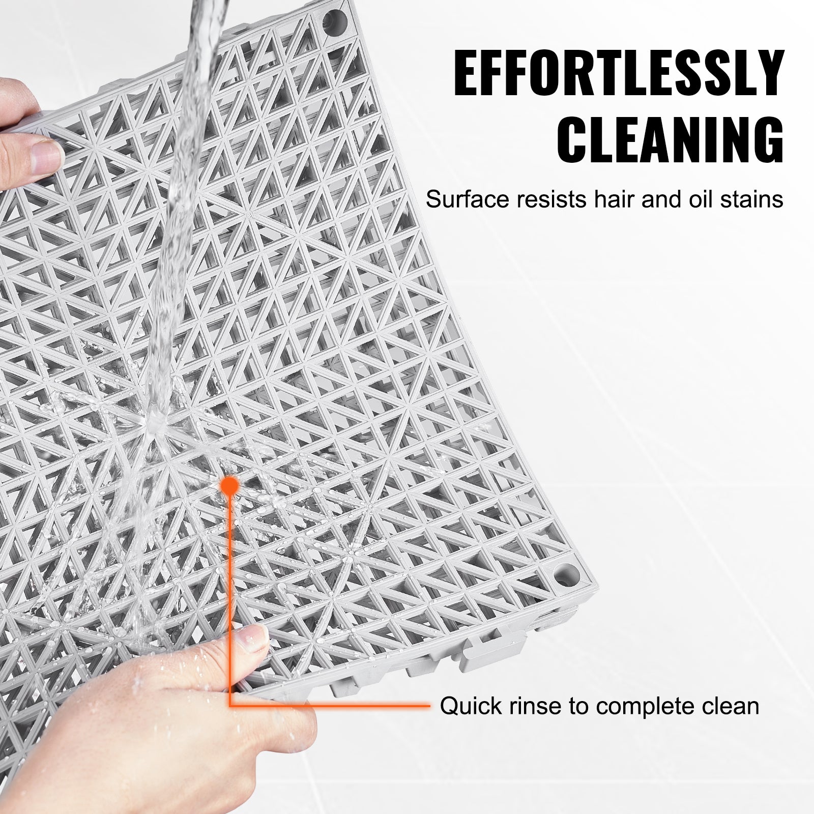 Interlocking Tile 50PCS Gray, Drainage Tiles Splicing, Soft PVC Interlocking Drainage Floor Tiles, Non-Slip Drainage Holes For Restroom, Bathroom, Kitchen, Pool, Wet Areas