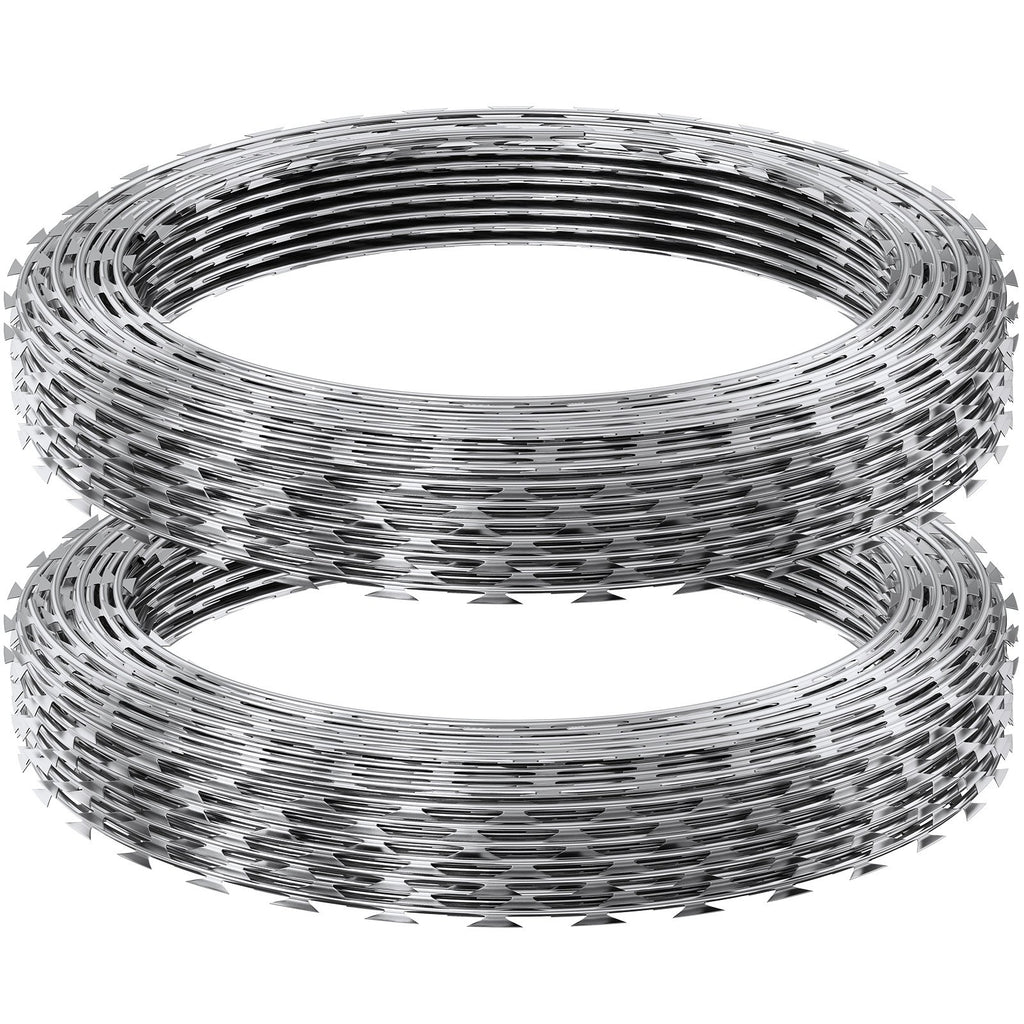 Razor Wires, 98 Ft Razor Barbed Wire, 2 Rolls Razor Wire Fencing Razor Fence, Razor Ribbon Barbed Wire Galvanized Razor Wire Fence, Rolls Razor For Garden