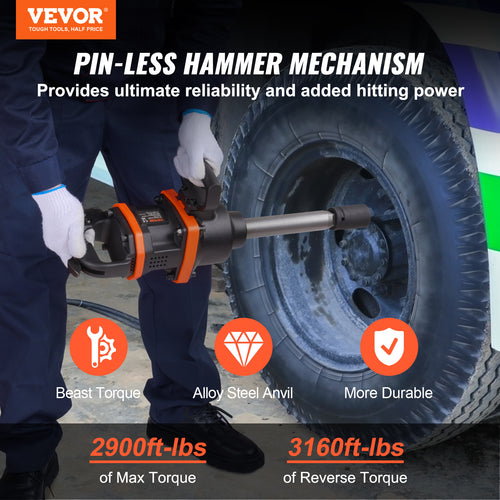 1 Inch Air Impact Wrench, Up To 3160 Ft-lbs High Reverse Torque Output 1inch Pneumatic Impact Gun