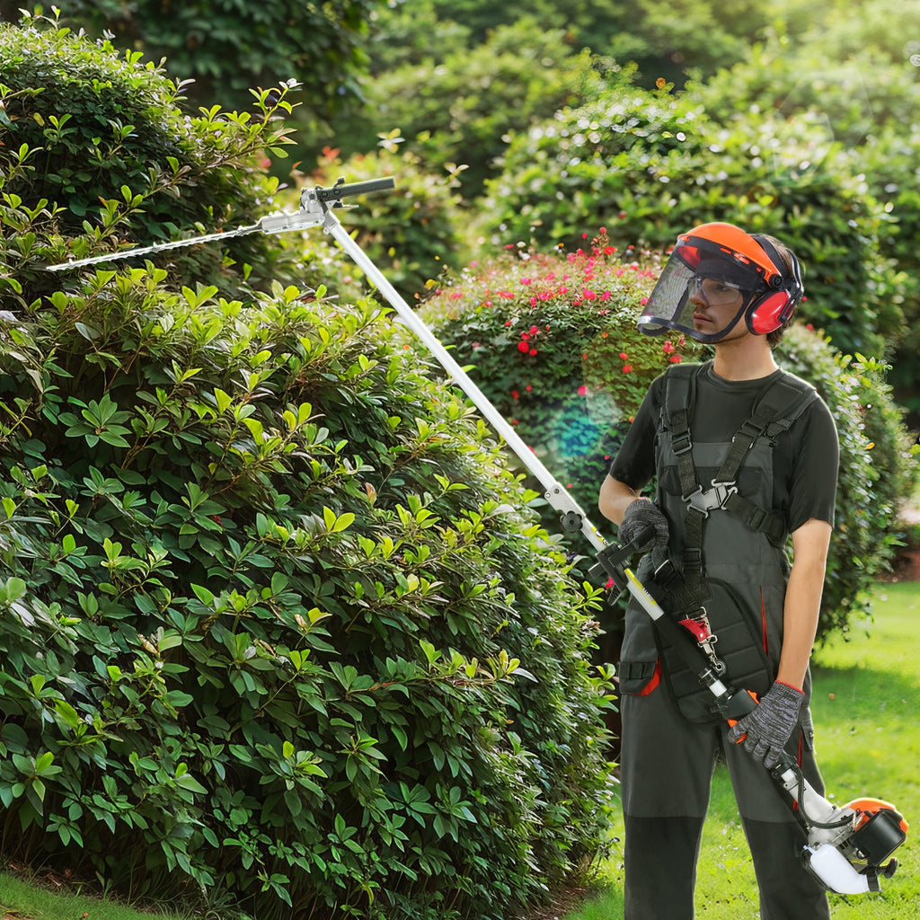 52CC 6-in-1 Multi-Functional Trimming Tools, Gas Hedge Trimmer, Weed Eater, String Trimmer, Brush Cutter, Edger, Pole Saw Chainsaw Pruner With Extension Pole