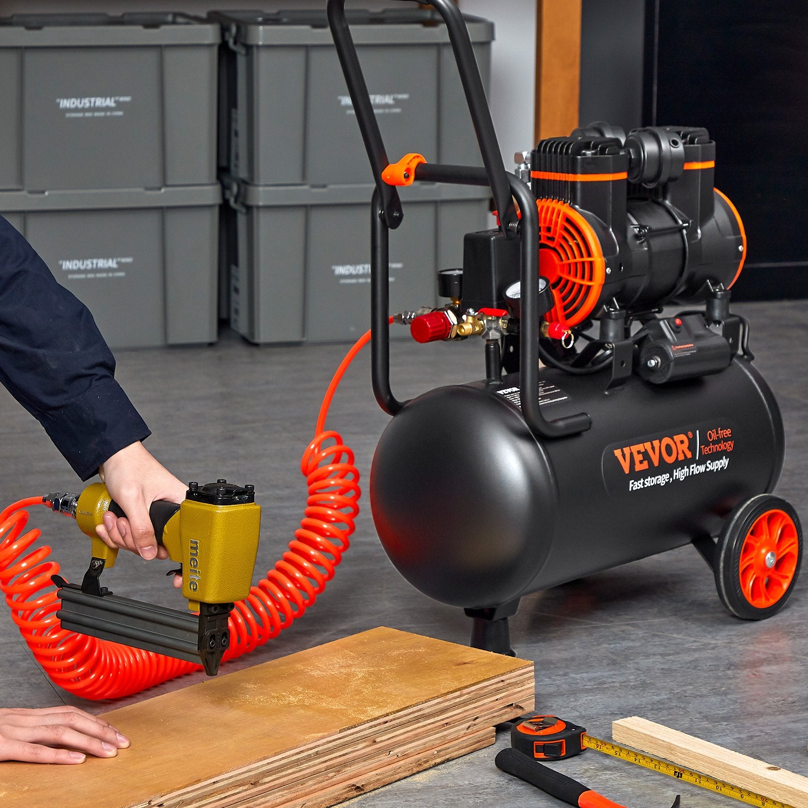 Air Compressor 6.3 Gallon 1450W 3.35 CFM 90PSI 70 DB Ultra Quiet Oil Free