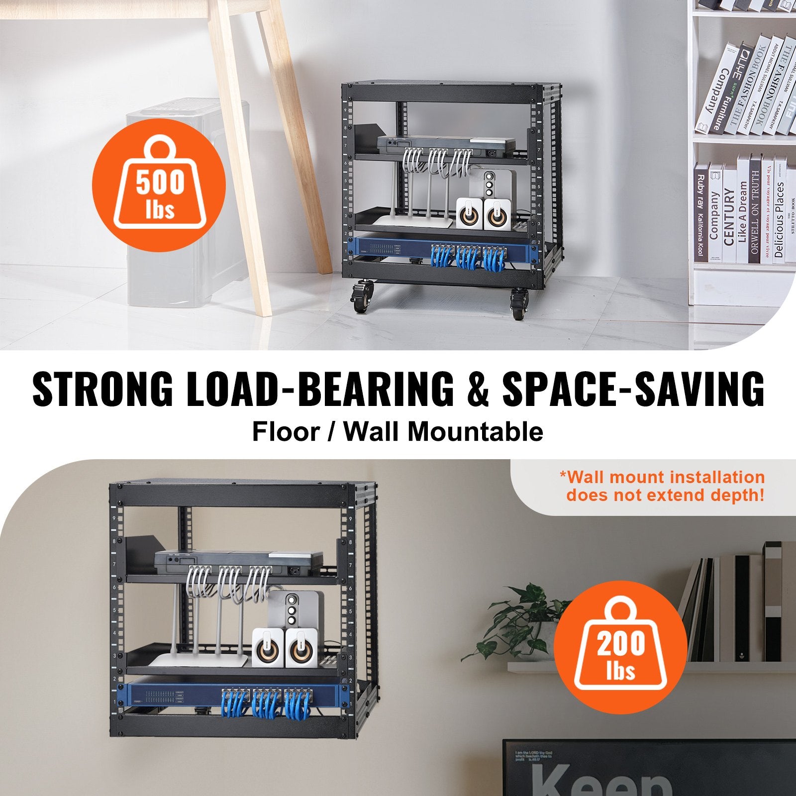 9U 4 Post Open Frame Server Rack Network Enclosure Adjustable