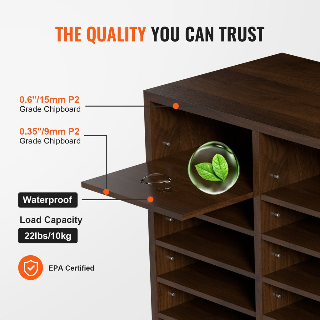 Literature Organizers, 24 Compartments Office Mailbox With Adjustable Shelves, Wood Literature Sorter 29x12x24.4 Inches For Office, Home, Classroom, Mailrooms Organization, EPA Certified, Brown