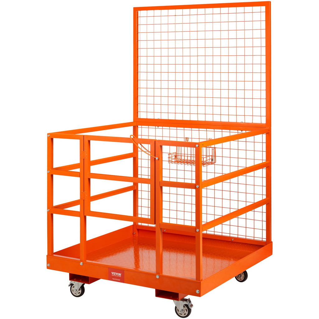 Forklift Safety Cage Work Platform 43X45in 1400lbs W  Wheels For Aerial