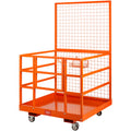 Forklift Safety Cage Work Platform 43X45in 1400lbs W  Wheels For Aerial