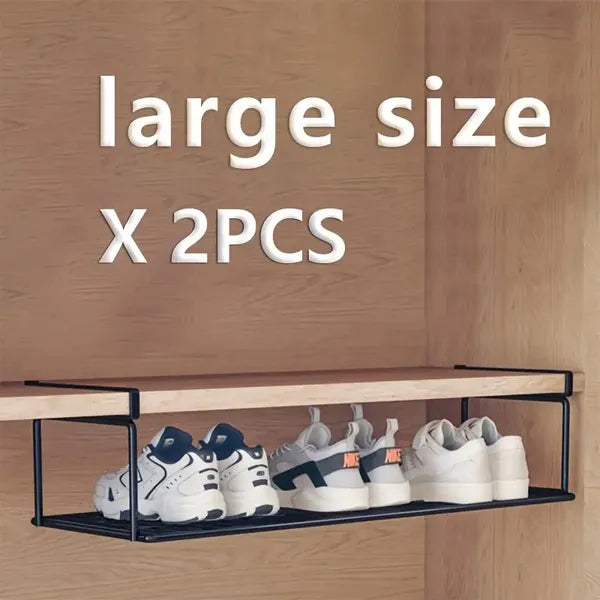 Swiss Quality Adjustable Expandable Shoe Rack, Stackable Iron Shoe Rack, Space Saving Hanging Rack For Home Shoe Storage, Bottom Basket