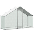 Large Metal Chicken Coop,9.8 X 3.3 X 6.6 Ft, Walk-in Chicken Run House With Waterproof Cover & Sturdy Frame, Spire Roof Poultry Cage Duck Pen For Rabbit Hen Goose Outdoor Backyard Farm Use