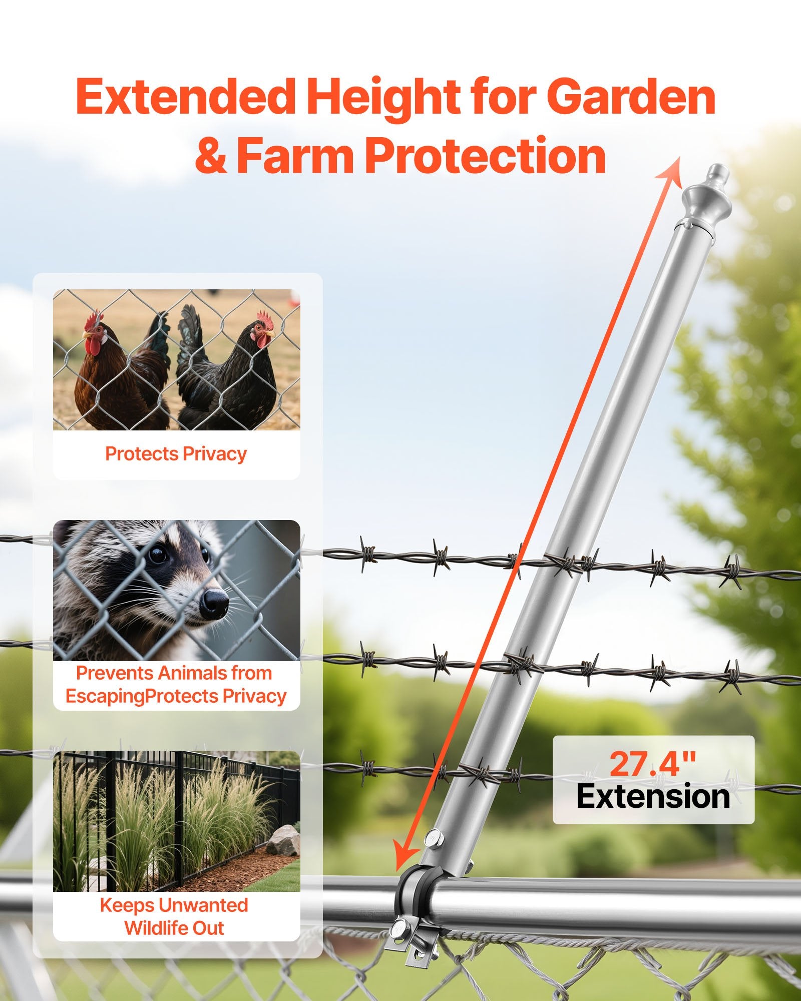 18Pack 27.4 In Galvanized Steel Chain Link Fence Extender For 1.3'-1.5' Top Rail