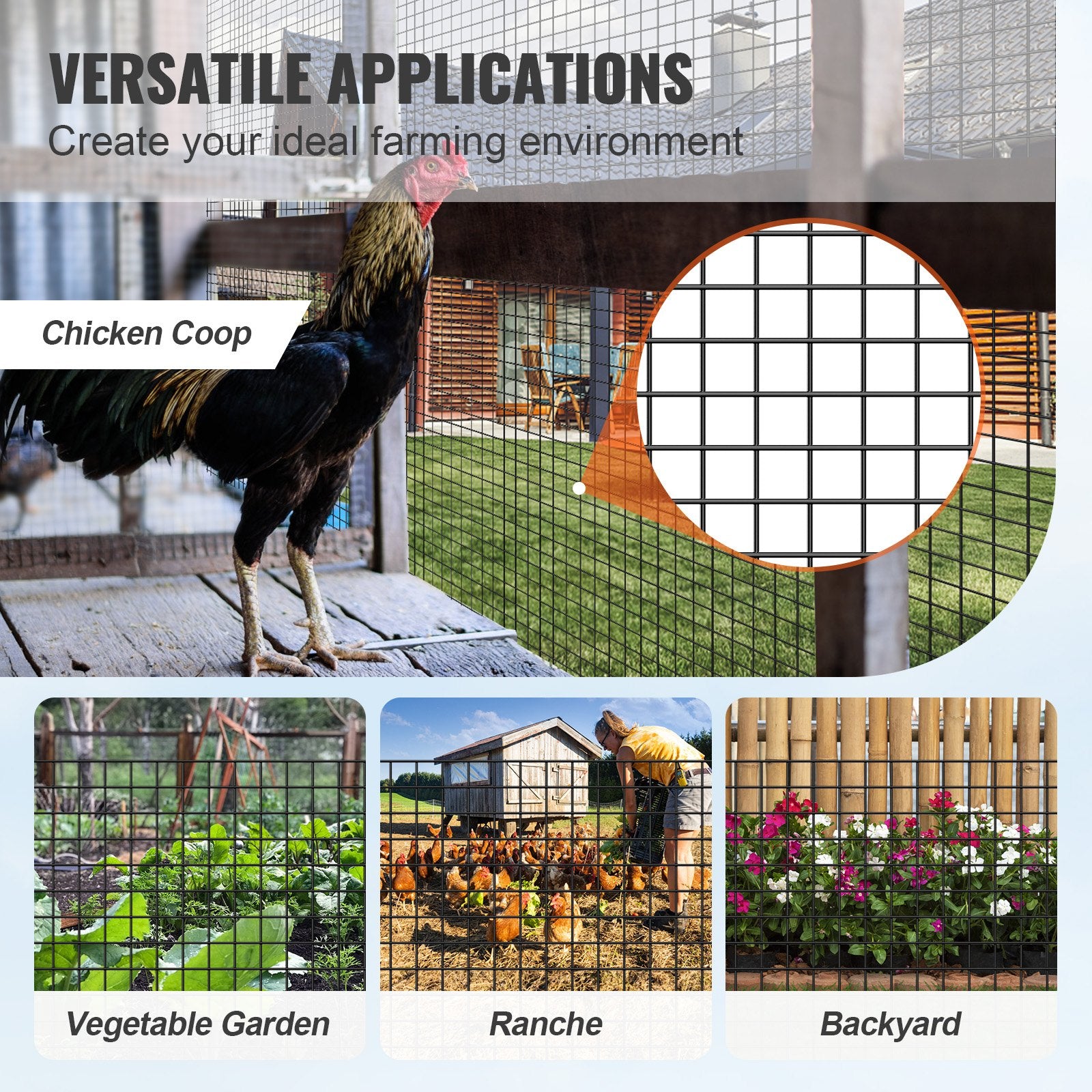 Hardware Cloth, 36'' X 50' Galvanized Wire Mesh Roll, 19 Gauge Chicken Wire Fence Roll, Vinyl Coating Metal Wire Mesh For Chicken Coop Barrier, Rabbit Snake Fences, Poultry Enclosures