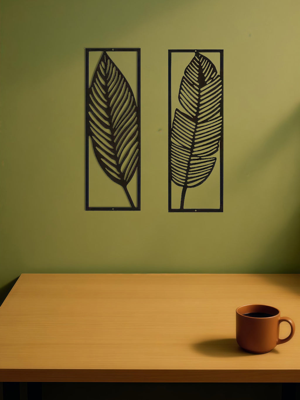 2-Pack Handmade Iron Leaf Wall Art - Rustic Nature-Inspired Home Decor