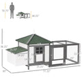 77" Wooden Chicken Coop With Nesting Box, Cute Outdoor Hen House With Removable Tray, Ramp Run, For Garden Backyard, Gray