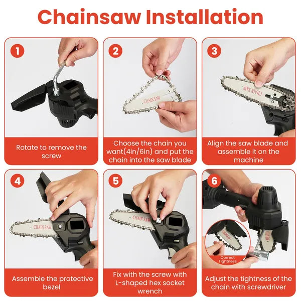 3-in-1 Cordless Electric Pole Saw & Mini Chainsaw & Grass Trimmer Kit With Adjustable Length 2Pcs 21V 1500mAh Batteries 4in/6in Chains Saw Blade 5Pcs Plastic Blades