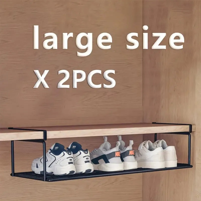 Swiss Quality Adjustable Expandable Shoe Rack, Stackable Iron Shoe Rack, Space Saving Hanging Rack For Home Shoe Storage, Bottom Basket