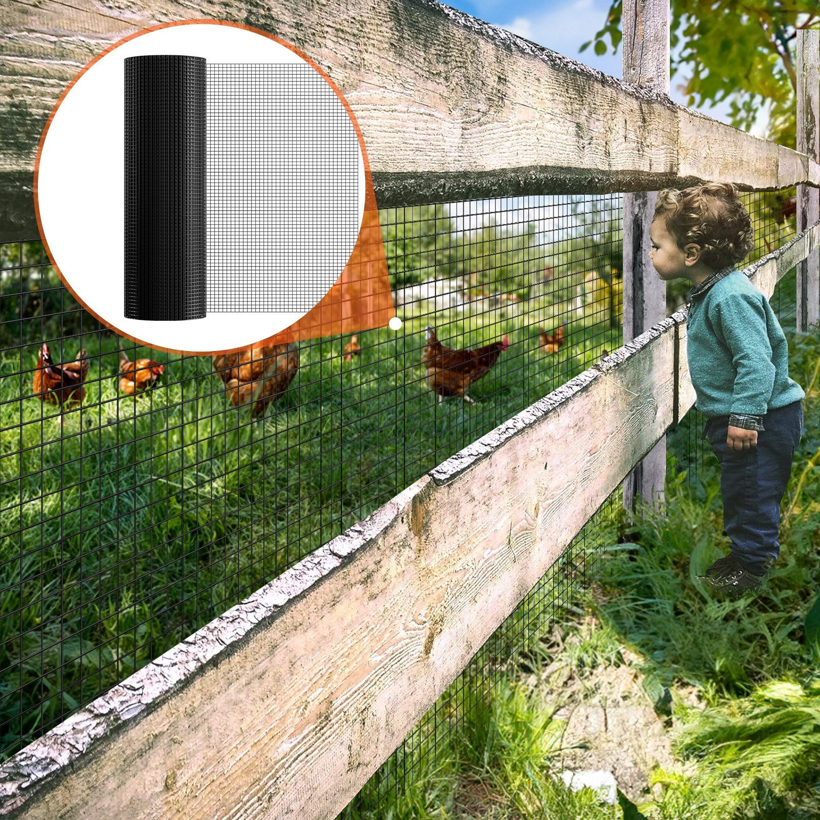 Hardware Cloth, 36'' X 50' Galvanized Wire Mesh Roll, 19 Gauge Chicken Wire Fence Roll, Vinyl Coating Metal Wire Mesh For Chicken Coop Barrier, Rabbit Snake Fences, Poultry Enclosures