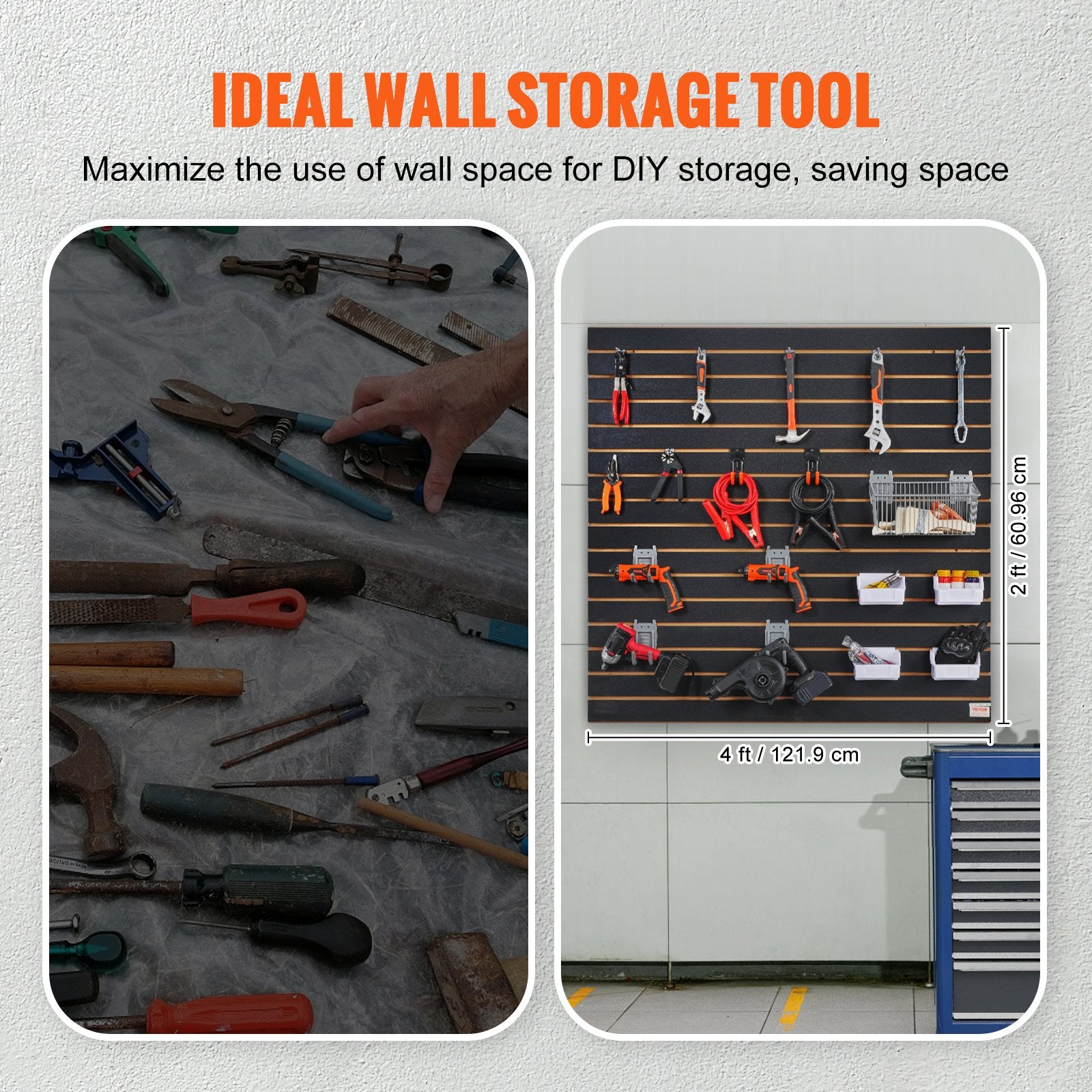 Slatwall Panels, 4 Ft X 2 Ft Black Garage Wall Panels , Heavy Duty Garage Wall Organizer Panels Display For Retail Store, Garage Wall, And Craft Storage Organization