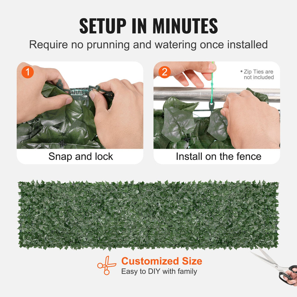 Ivy Privacy Fence, 39 X 158in Artificial Green Wall Screen, Greenery Ivy Fence With Mesh Cloth Backing And Strengthened Joint, Faux Hedges Vine Leaf Decoration For Outdoor Garden, Yard, Balcony