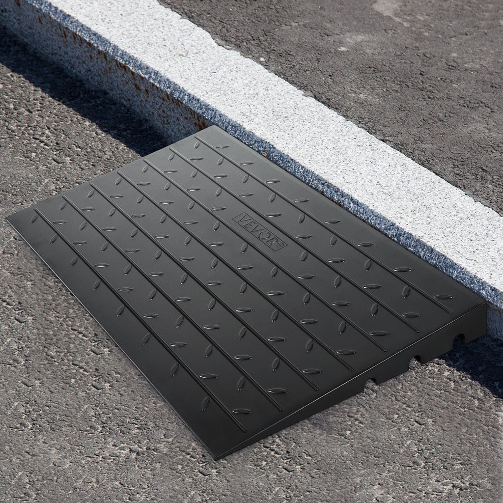 Rubber Threshold Ramp, 4Rise Threshold Ramp Doorway, 3 Channels Cord Cover Rubber Solid Threshold Ramp, Rubber Angled Entry Rated 2200 Lbs Load Capacity For Wheelchair And Scooter