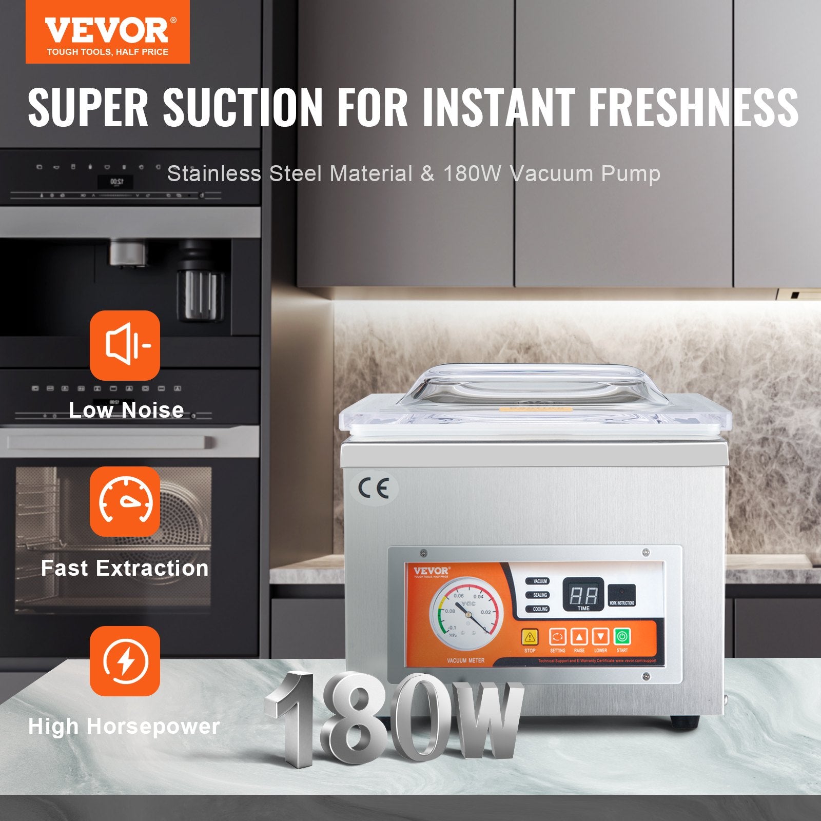 Chamber Vacuum Sealer, DZ-260A  Excellent Sealing Effect With Automatic Control, 110V Kitchen Packaging Machine For Meats, Fruit Saver, Home, Commercial Using