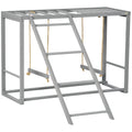 Chicken Activity Play with Swing Set for 3–4 Birds, Wooden Chicken Coop Accessory with Multiple Perches & Hen Ladder, Gray