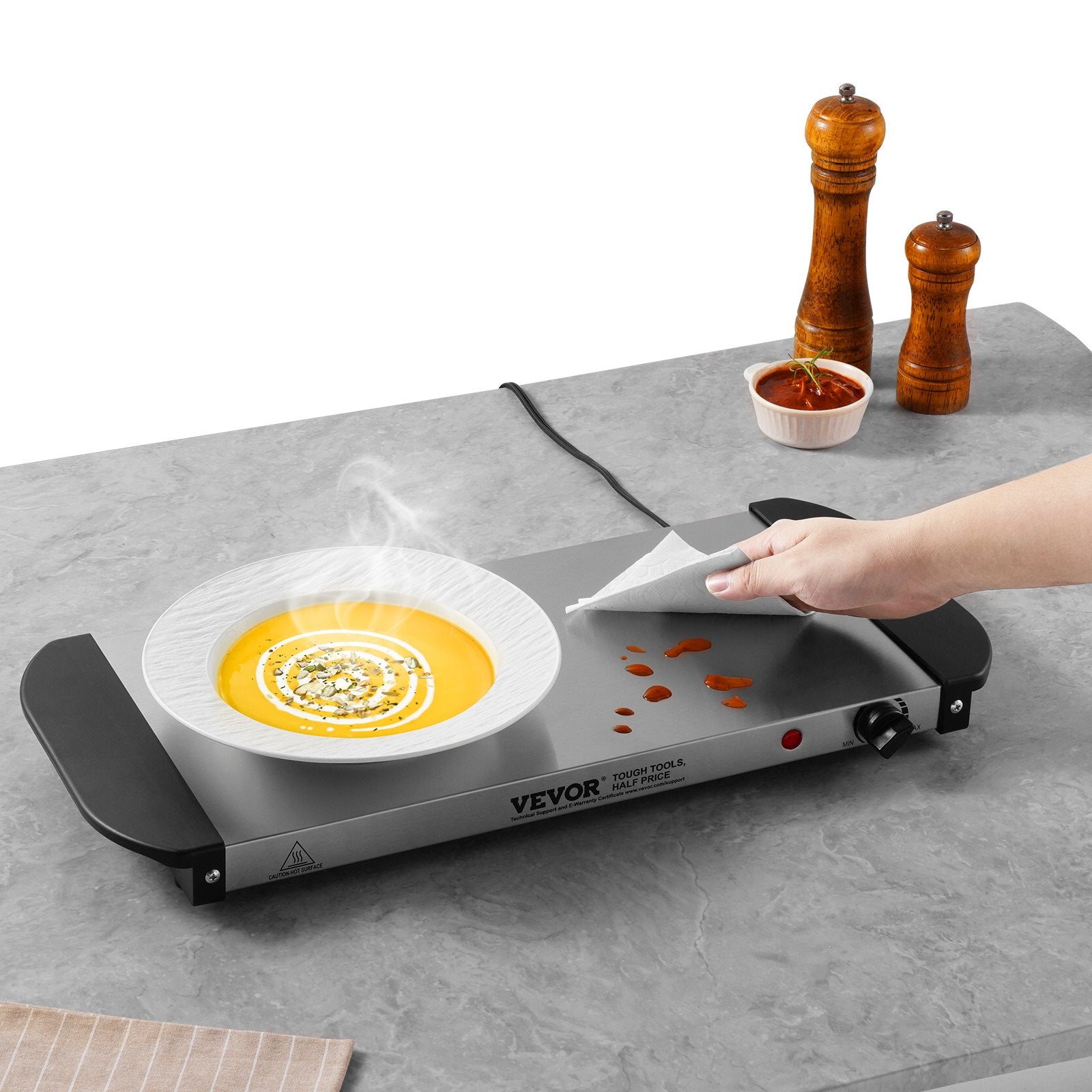 Electric Warming Tray Buffet Food Warming W Temp Control Stainless Steel