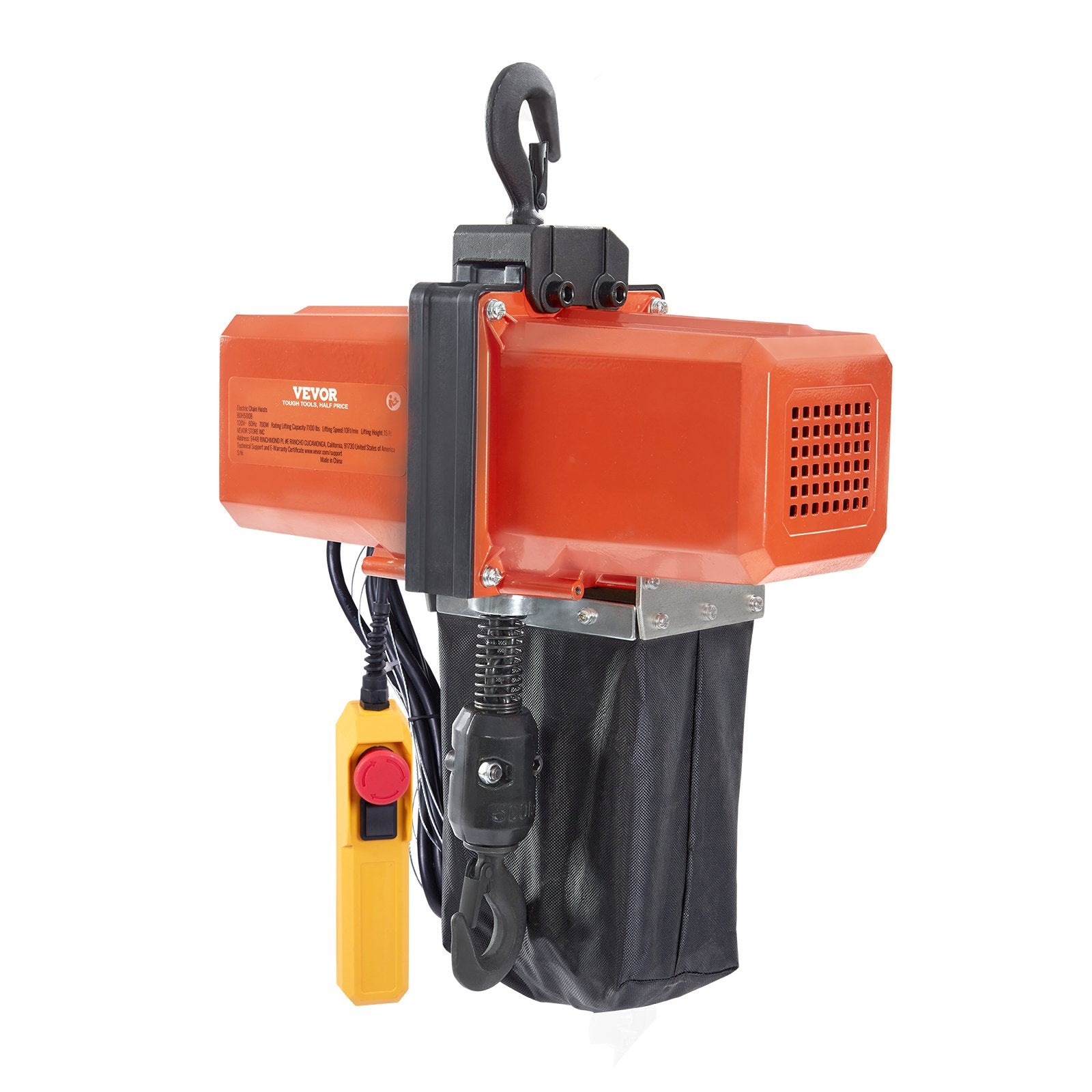 1100 Lbs Electric Chain Hoist 15 FT Lifting Height, 120V Electric Hoist, Single Phase Overhead Crane With G100 Chain, 10 Ft Wired Remote Control For Garage, Shop, Hotel, Home