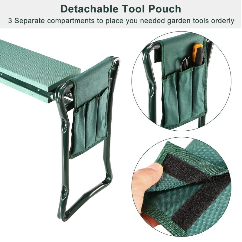 Foldable Farm Kneeler Seat With Kneeling Soft Cushion Pad Tools Pouch Portable Gardener